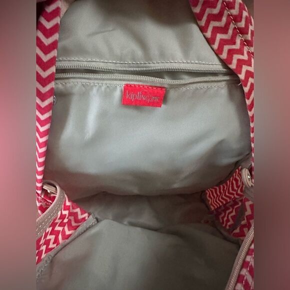 Kipling Seoul Small Backpack red and white zig zag pattern - OS - Picture 7 of 10